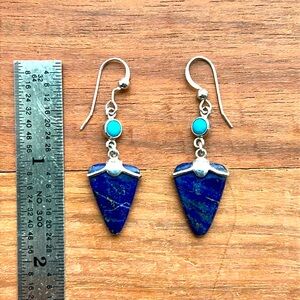 Desert Rose trading 925 Sterling earrings with turquoise and lapis lazuli